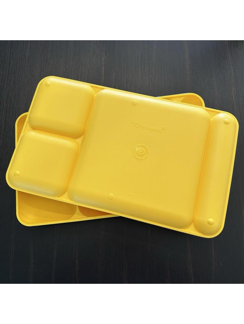 8 Tupperware Divided Lunch Trays Yellow 1535-3 & 1535-4 Picnic BBQ EUC - Picture 4 of 7